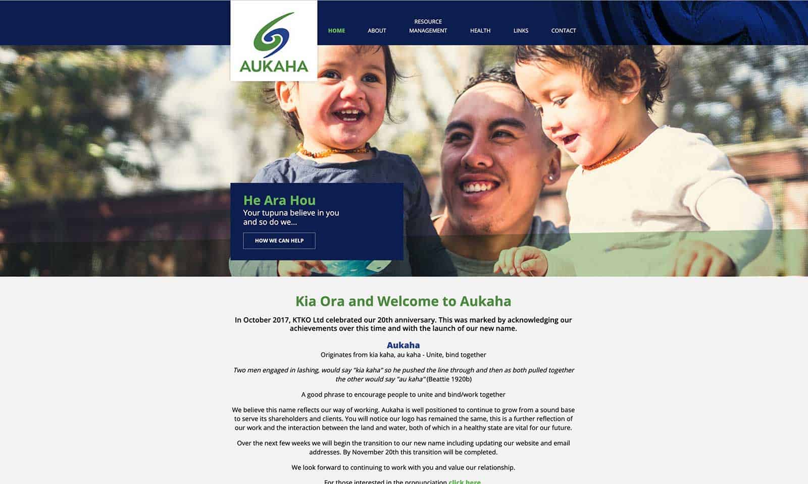 Aukaha website before the redesign