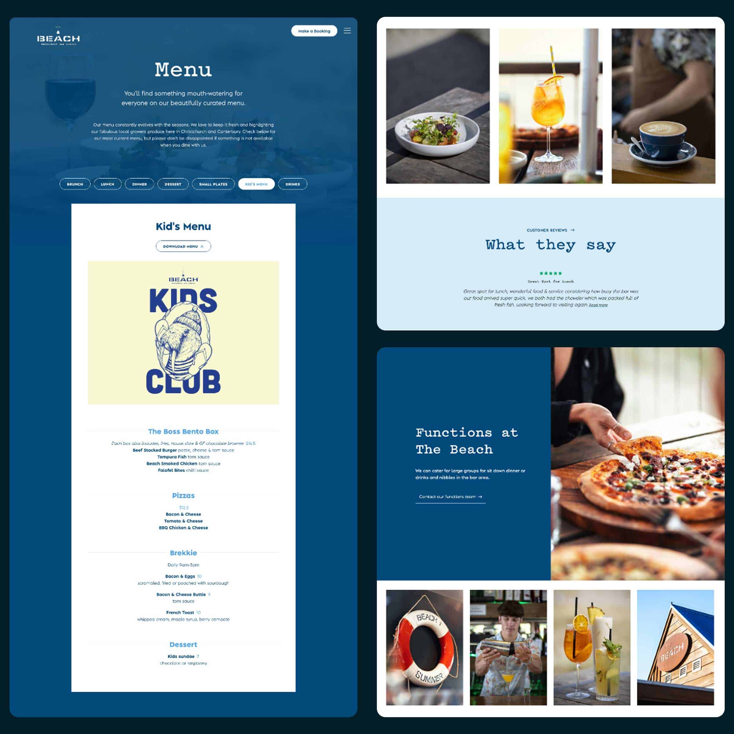 The Beach Sumner: Beach menu
