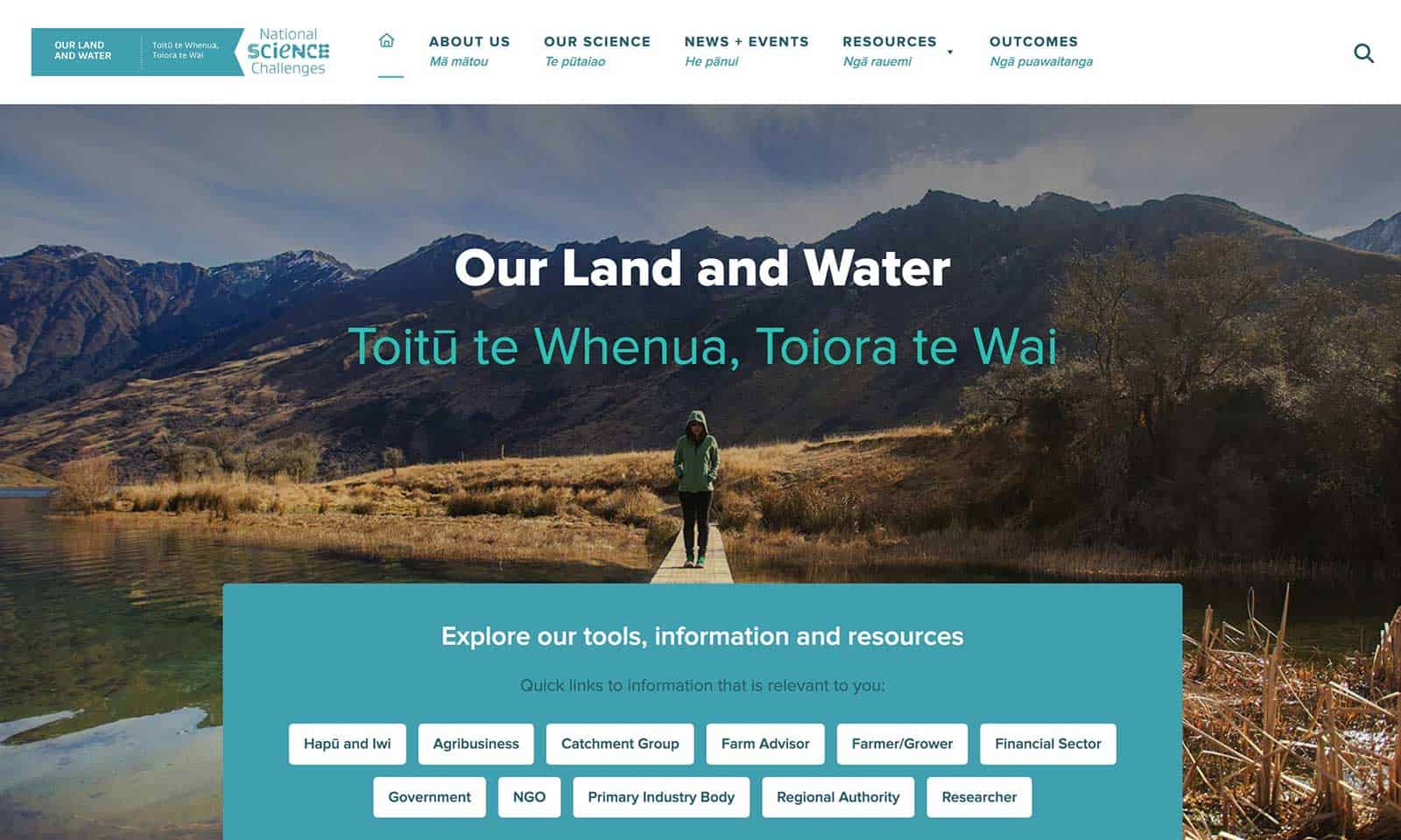 Our Land and Water website after the redesign