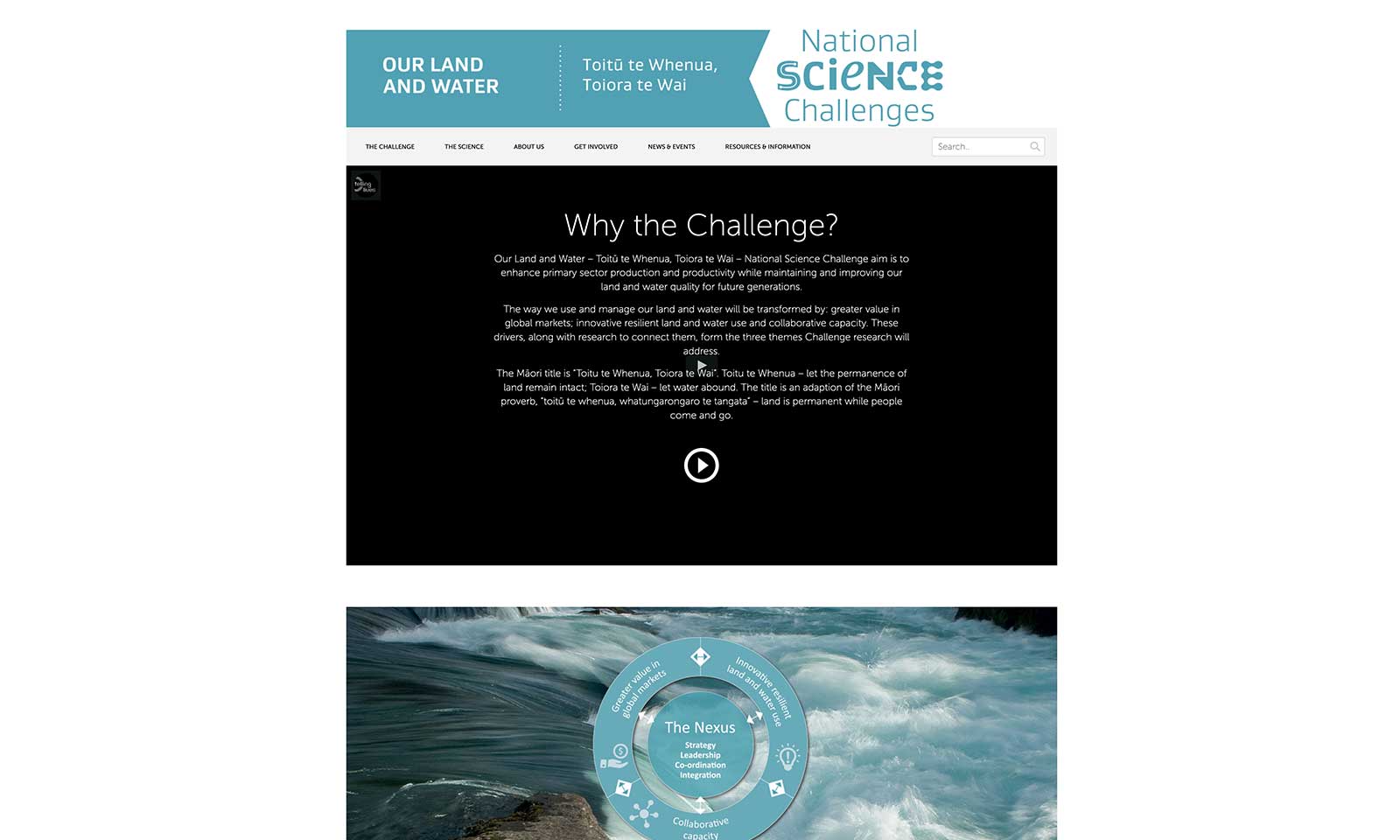 Our Land and Water website before the redesign
