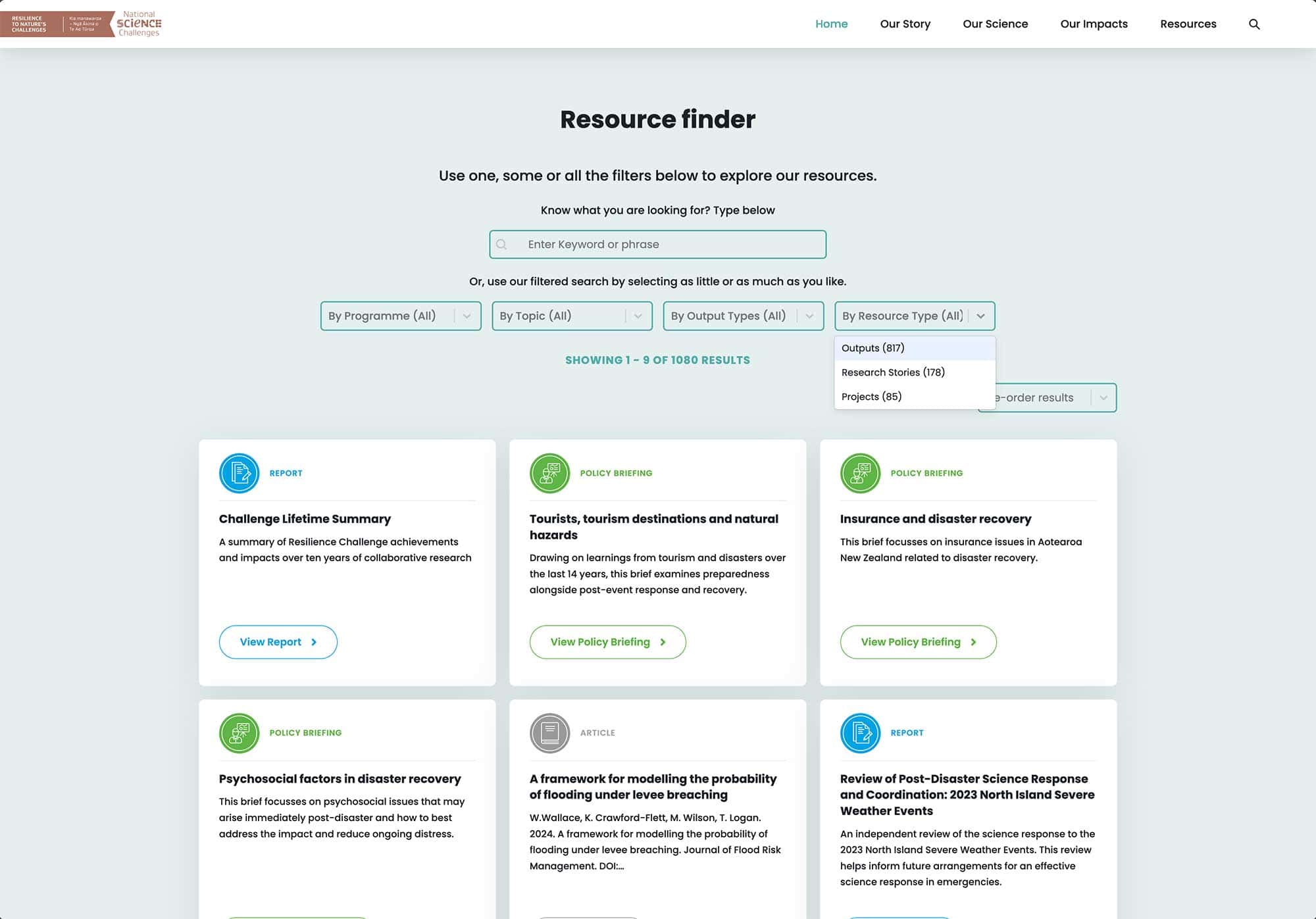 Resilience to Nature's Challenges: Resilience Resource Finder