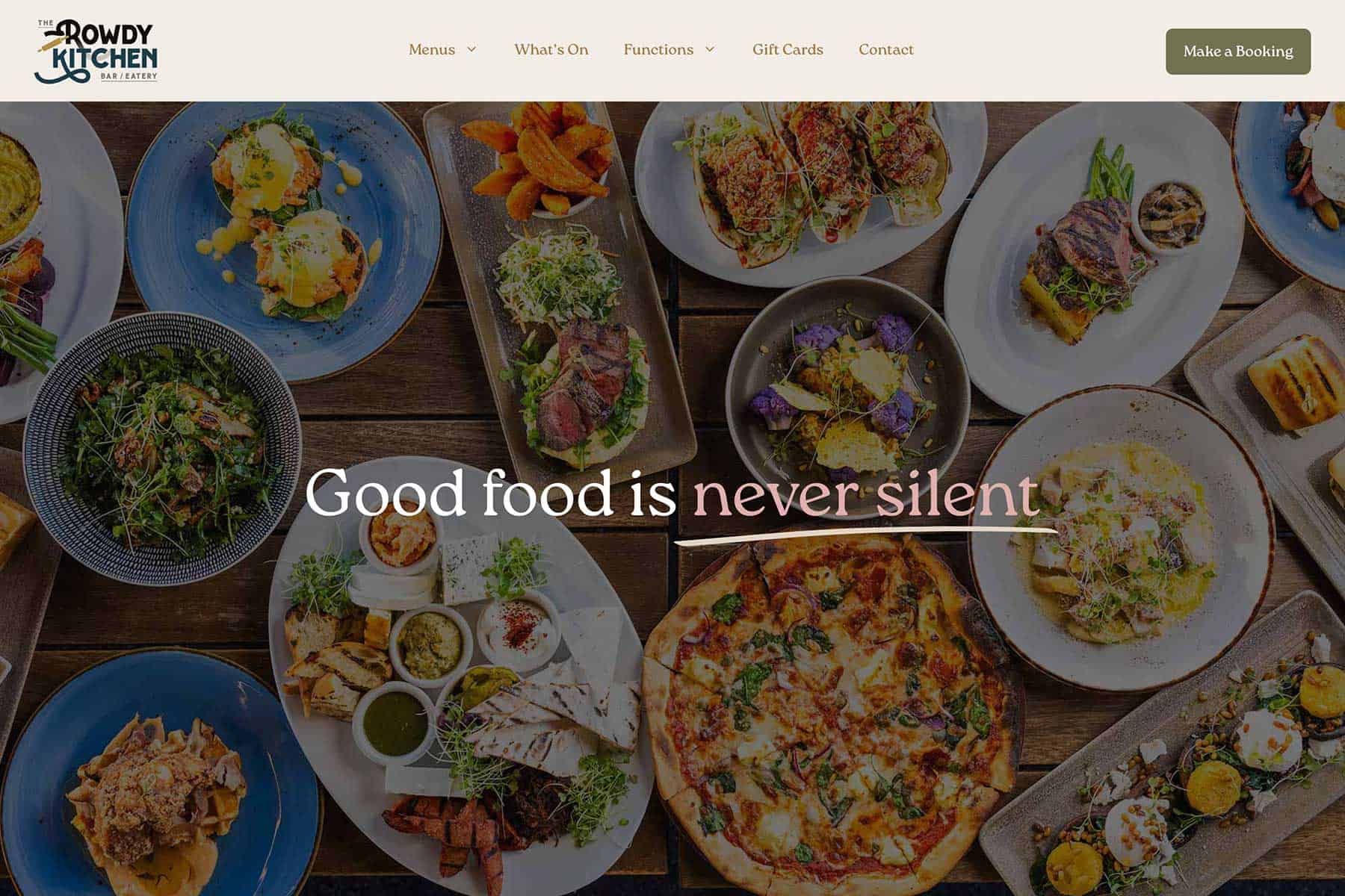 Rowdy Kitchen Bar &amp; Eatery website after the redesign