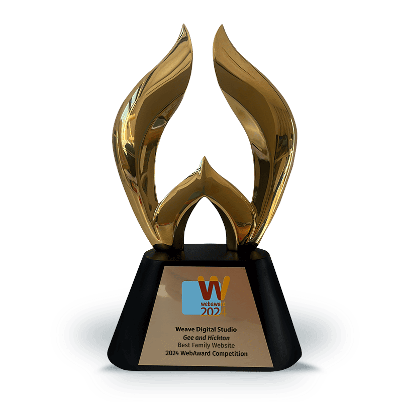 WebAward 2024 trophy for Gee and Hickton Funeral Directors, Best Family Website